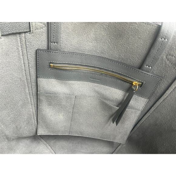 Auth CELINE Cabas Phantom Small With Belt Gray Soft grained calfskin - Picture 16 of 16